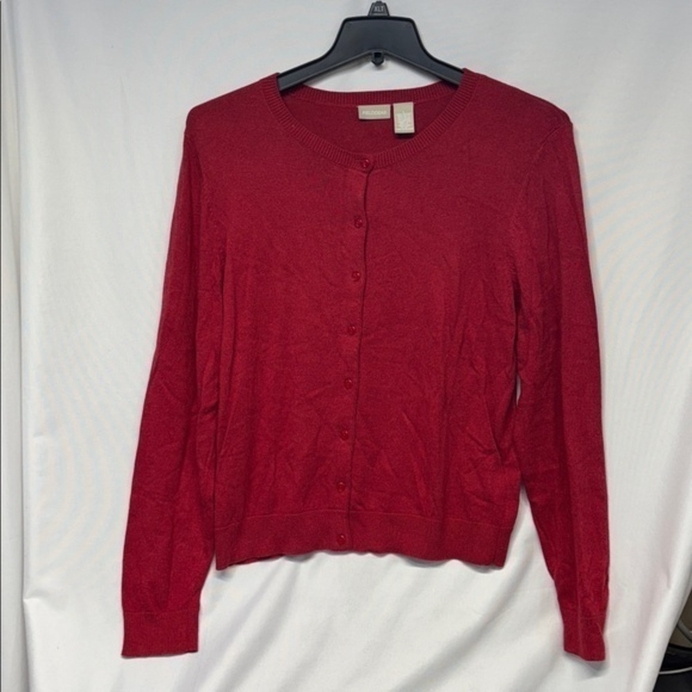 Field Gear  Angora rabbit hair blend burnt Red Button-Up Cardigan sweater L